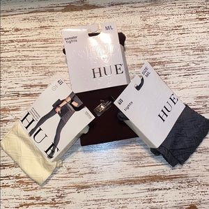NWT HUE Tights - 3 pair - Brown, Cream & Grey